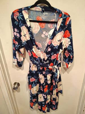 Baby Be Mine Women's NWT Floral Maternity Nursing Robe Sz S/M Layette Hospital 