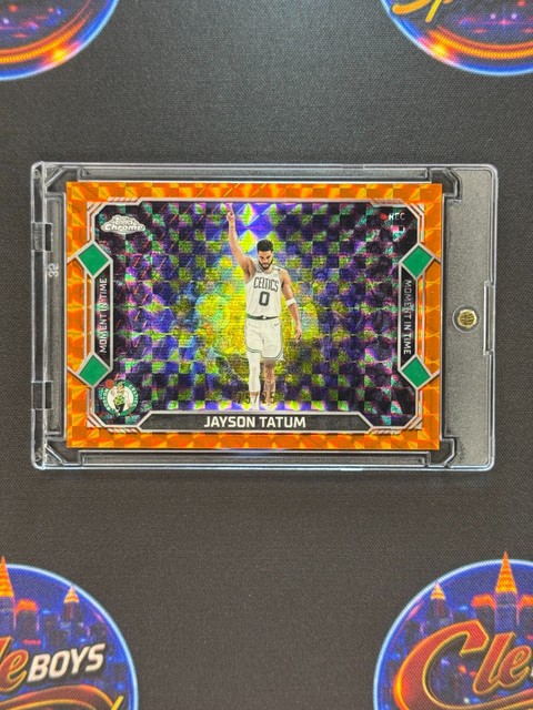 Jayson Tatum 2025 Topps Chrome Update Moment In Time Orange Geometric /25