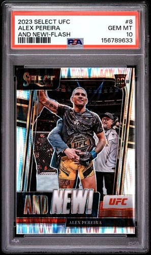 2023 Panini Select UFC Alex Pereira And New Flash Prizm Rookie 8 PSA 10