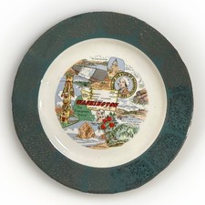 VTG MCM Collectible Souvenir Collectors Plate Washington State Green Gold 7.25”