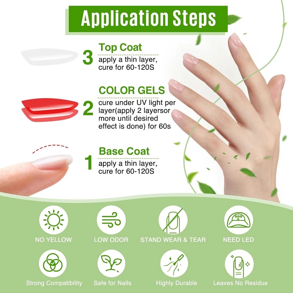 MEFA 2 Piezas 15ml Gel Top Coat and Base Set, Nº & Set-2PCS-15 ML Foto 4 de 4