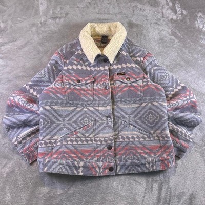 Wrangler Jacquard Sherpa Lined Jacket Women s XL Aztec Navajo Western Gray