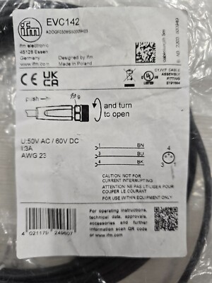 NEW, IFM ELECTRONIC EVC 142,  FEMALE CORDSET