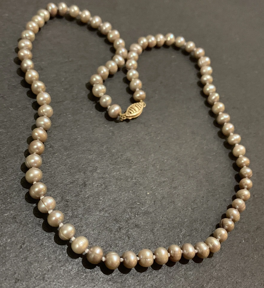 COLLAR DE PERLAS ANUDADAS GENUINAS ART DECO ORO 10K CALIDAD ❤️ Foto 3 de 4