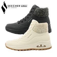 Scarpe da ginnastica donna Skechers nere bianche Uno memory foam 167988