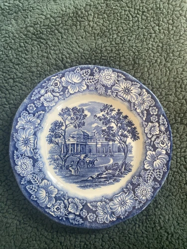 Vintage LIBERTY BLUE STAFFORDSHIRE 6" Bread and Butter Plate - Monticello (4)