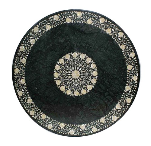 48" Grün Marmor Esszimmer Couchtisch Platte Pietra Dura Intarsien Handarbeit - Bild 1 von 9