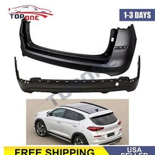 Fit for 2019-2021 Hyundai Tucson W/O Sensor 2PCS Rear Lower Upper Bumper Cover