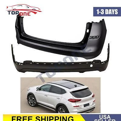 Fit for 2019-2021 Hyundai Tucson W/O Sensor 2PCS Rear Lower Upper Bumper Cover - Image 2 of 4