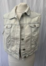 New Look Yes Yes Acid Wash Denim Waistcoat Size 16 Sleeveless Collar Women’s