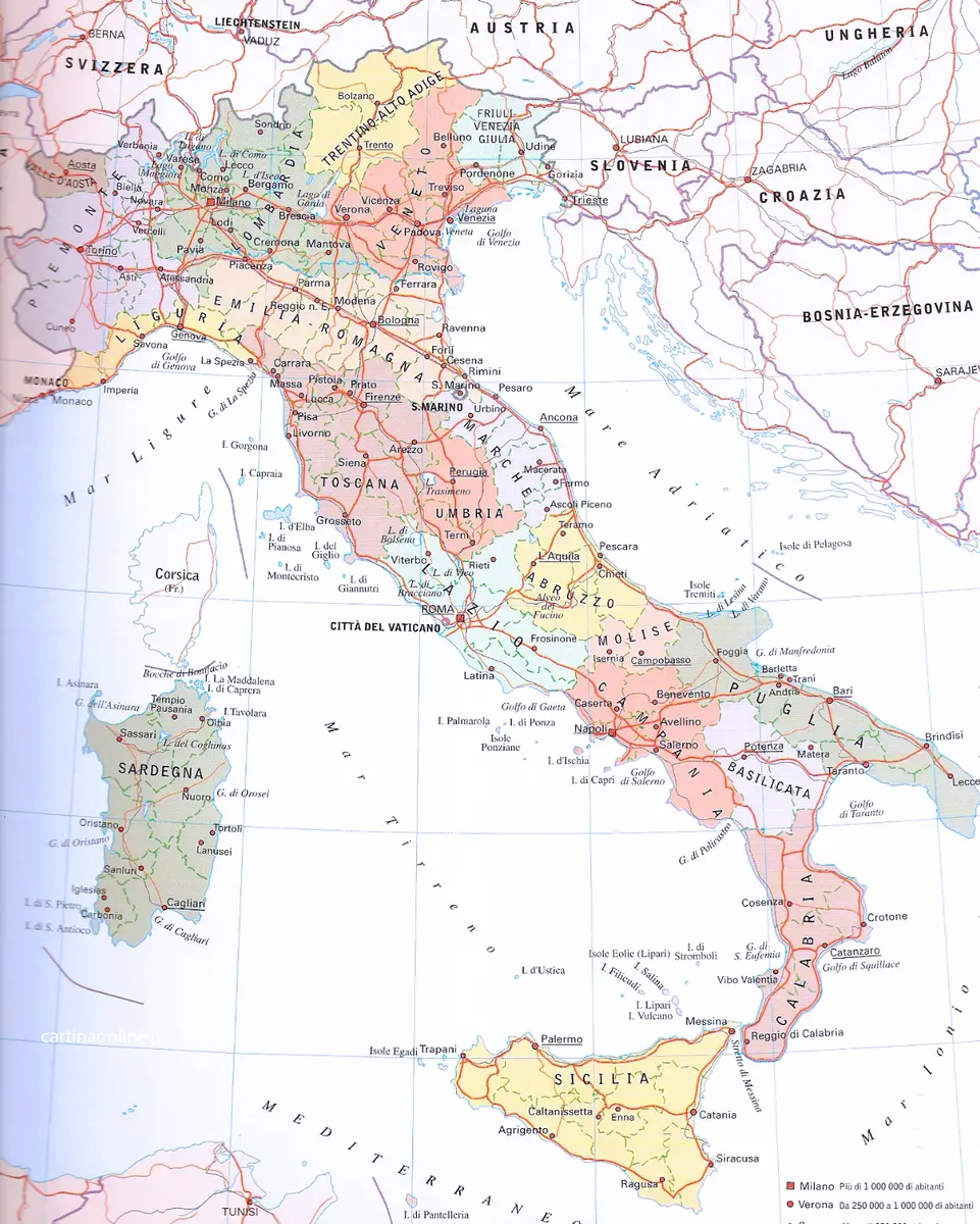 cartina geografica italia politica dimensioni 40x50 completa di