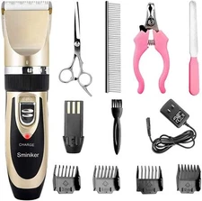 Sminiker Professional Rechargeable Cordless Dogs and Cats Grooming Clippers - 