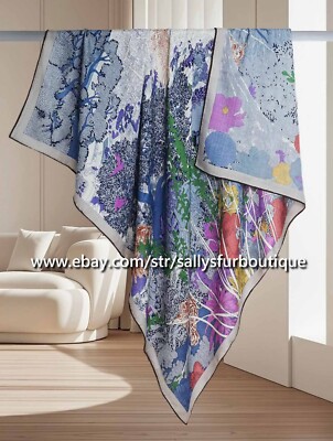 Sallys Boutique 70% Cashmere 30% Silk Wrap Scarf Nature Print Stole Shawl 53''
