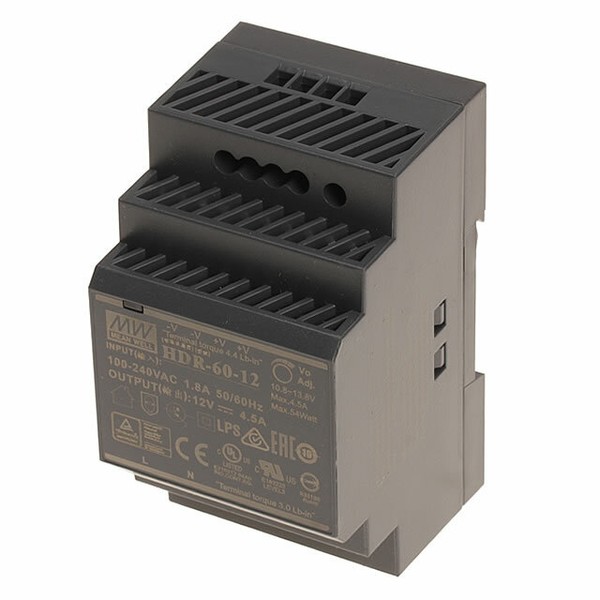 Schaltnetzteil Mean Well HDR-60-12 85-264VAC/120-370VDC/12VDC 4,5A 54W 4150.0911-image
