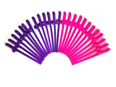 24 rosa lila Willy Strohhalme Hirsch Henne Nacht Trinken lustig Braut Accessoire