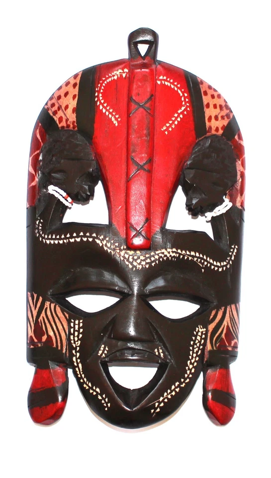 geschnitzte afrikanische Maske handbemalte Holzmaske Massai Maske Höhe 24 cm - Bild 1 von 1