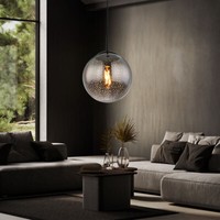 HäNgelampe Pendelleuchte Esszimmerlampe Kugel Glas Rauch Schwarz Sternen-Effekt