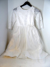 Sweet Kid's Girls White Formal Long Lace Dress - Size 14