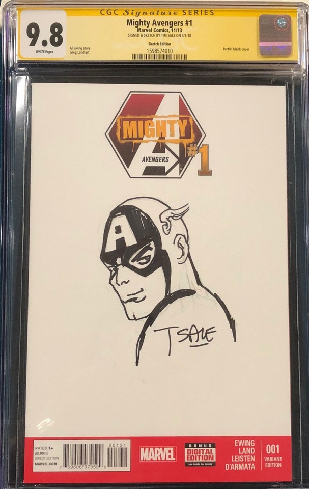 TIM SALE ORIGINAL Sketch CGC 9.8 Signed CAPTAIN AMERICA AVENGERS IRON MAN CBCS Comic Art