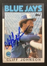 Cliff Johnson Signed 1986 Topps #348 Baseball Card Blue Jays Autograph TPG