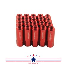 RED 20PCS M12X1.25 60MM EXTENDED FORGED ALUMI...