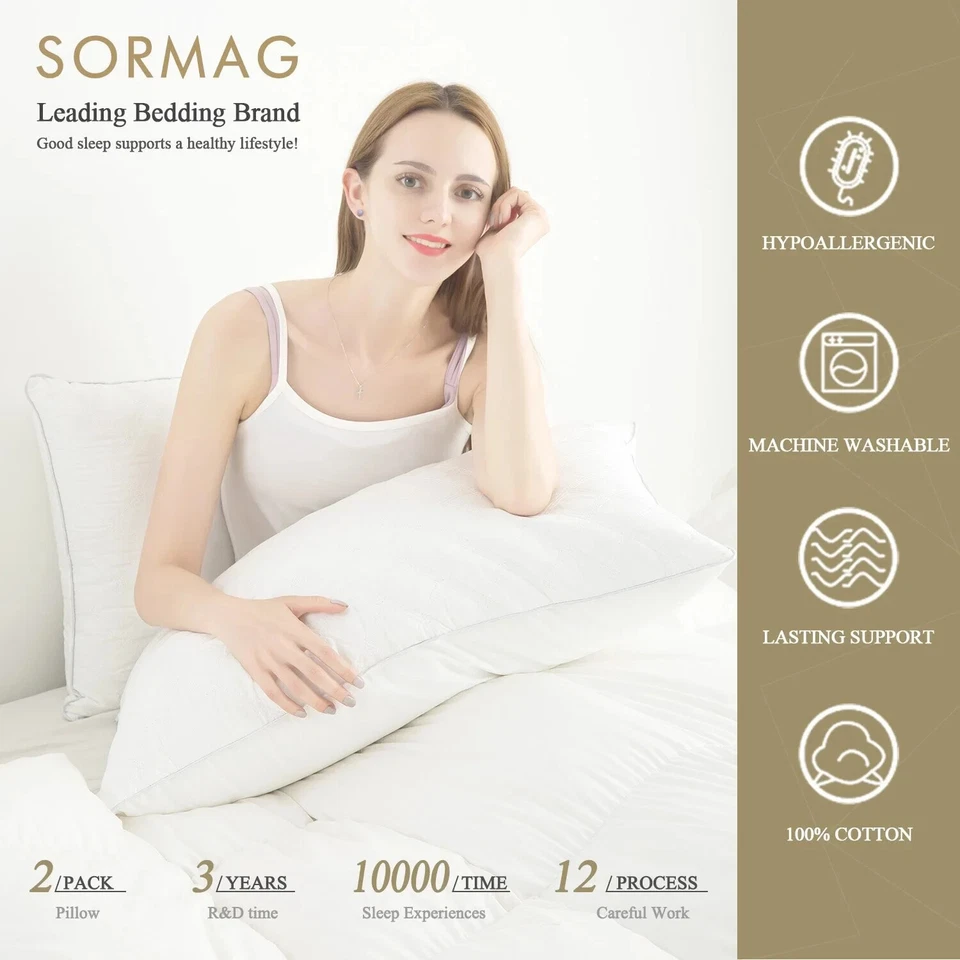 Almohadas de cama Cooling King Size para durmientes laterales - Juego de 2 soportes de felpa Foto 2 de 4