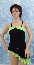 ART STONE asymmetric stud detail black w green ruffle bottom X strap top,girl LC