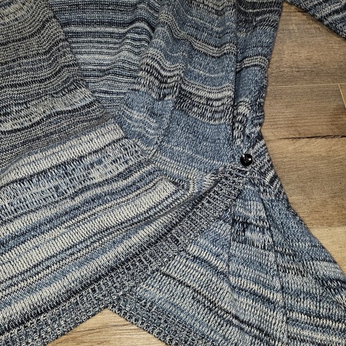 Eddie Bauer Cardigan Wrap Sweater Heathered Blue Knit Womens Size Large Coastal - Picture 2 of 11