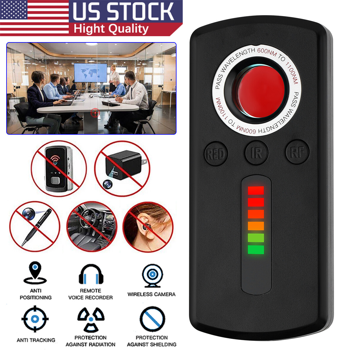 Anti-Spy Hidden Camera Wireless Detector Bug GPS Tracker Finder Scanner  Device*