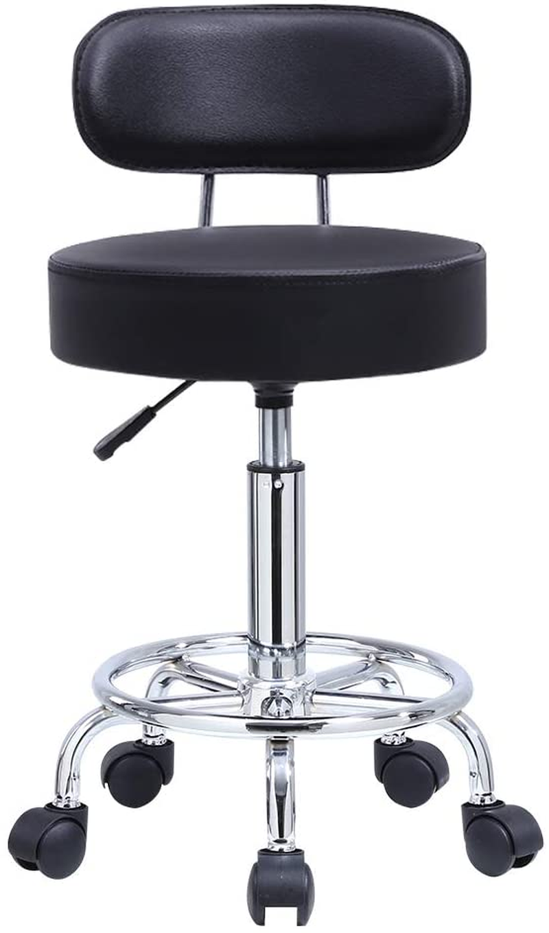 adjustable rolling stool with back