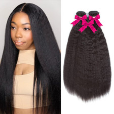 Kinky Straight Bundles, 20 22 24 Inch Human Hair Bundles 100 Unprocessed