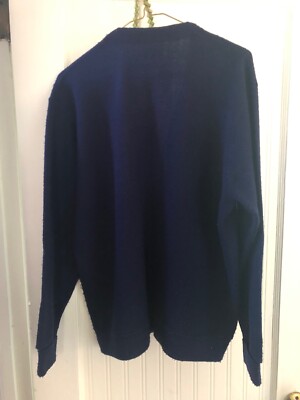Vintage IZOD LACOSTE Cardigan Sweater 1970's NAVY BLUE size