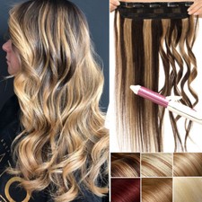 One Piece Clip In 100 Real Remy Human Hair Extensions 3/4Full Head Invisible 20