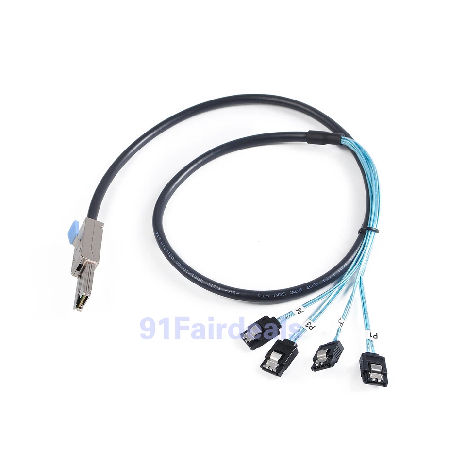 2(Pack) External SFF-8088 Male TO 4x SATA 7-Pin Mini-SAS 26-Pin cable 1M - Image 4 of 4