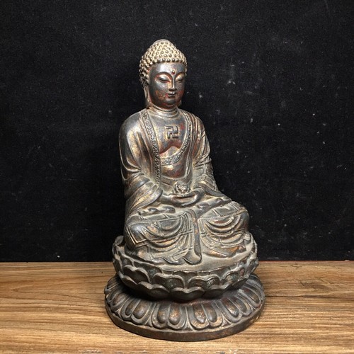 Statua Buddha in rame puro di Buddha Shakyamuni - Foto 7 di 9