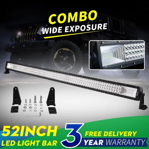 Tri-row 22" 32" 42" 52" LED Work Light Bar Combo Kit 4WD Offroad Driving Truck - Picture 23 of 31