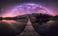 Landscape nature new zealand lake mountains milky way Custom Gaming Mat Desk