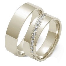 Eheringe Trauringe 333 er Gold Weißgold 6mm breit ca.0,20Ct Brillanten