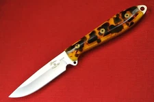 Busse Custom Short 3.5" Elmax Steak Knife .093" Elmax, Clear Tortoise Acrylic 