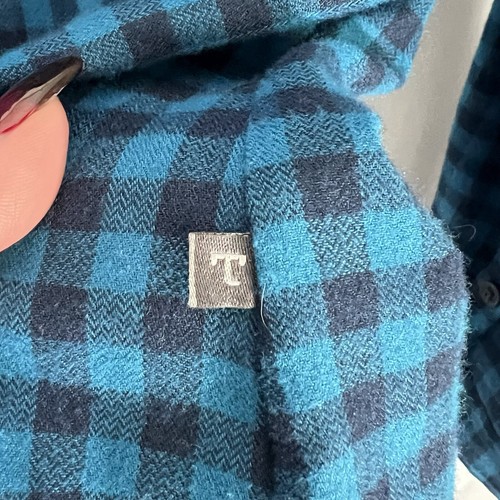 Toad and Co Mujer Camisa Azul A Cuadros Manga Larga Talla Lg Botón Bolsillo Oculto - Imagen 5 de 13