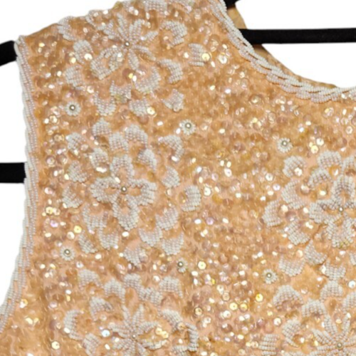 VINTAGE Crown Rose Originals Peach Sequined Beaded Top, Size 36 - Picture 7 of 7