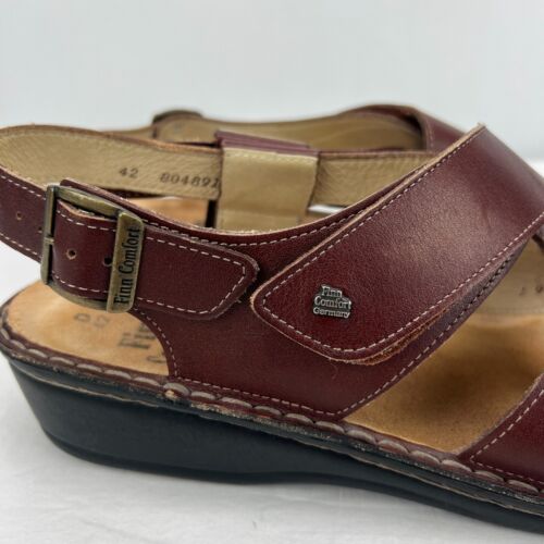 Finn Comfort Women's Sandals Hook & Loop Closure Shoes Size 42D Brown Leather - Picture 2 of 11
