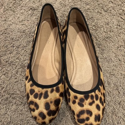 Designer Madewell Leopard Calf Hair Flats Shoes Heels Everyday Size 9.5