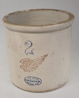 Vintage Red Wing Union Stoneware Crock 2 Gallon Antique Pottery