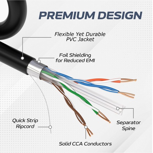 Cable Ethernet CAT5e FTP 1000 pies 24 AWG red LAN blindada sólida cable a granel azul - Imagen 3 de 9