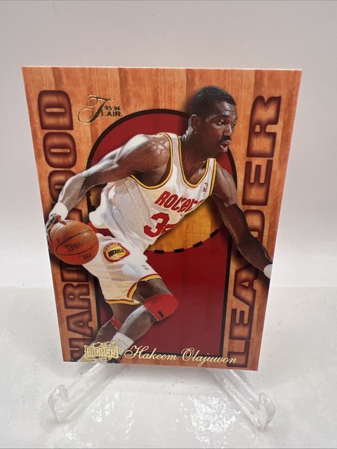 1995-96 Fleer - Flair Hardwood Leader Hakeem Olajuwon #10 Houston Rockets