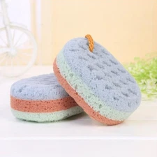 2 Pcs Oval Scrubber Shower Sponge for Bath and Small Loofah Body