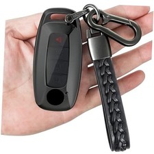 for Nissan Key fob Cover with Leather Keychain,TPU Key case,Compatible black