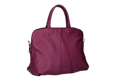 DIVA'S MAGGIE Kalbsleder Handtasche Handarbeit, Farbe Weinberg