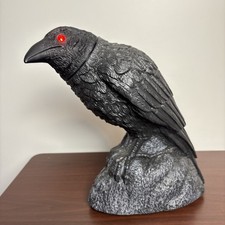 Spooky Raven Crow Halloween Decor w/ Sound  Lighted Eyes Motion Activated Prop